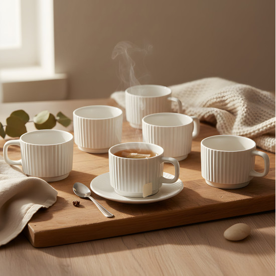 Porcelain Mug Set - 6 Pcs